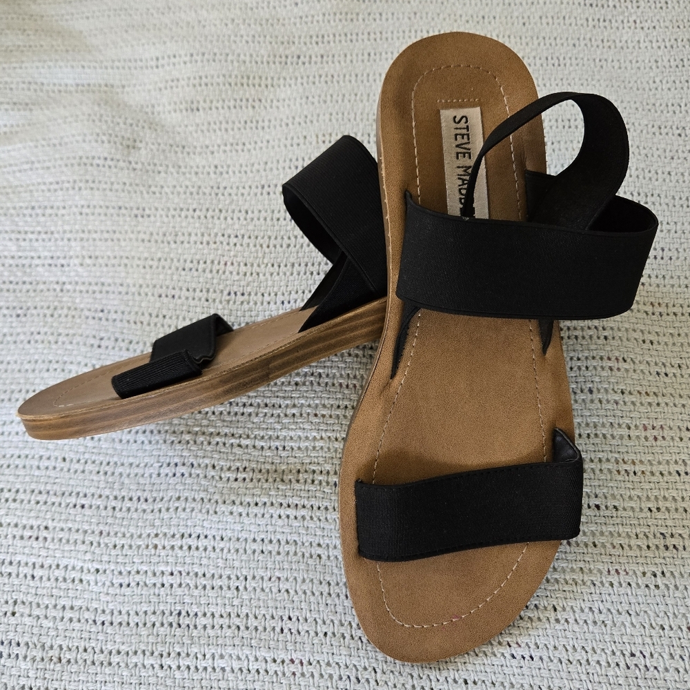 Steve Madden Black and Tan Sandals